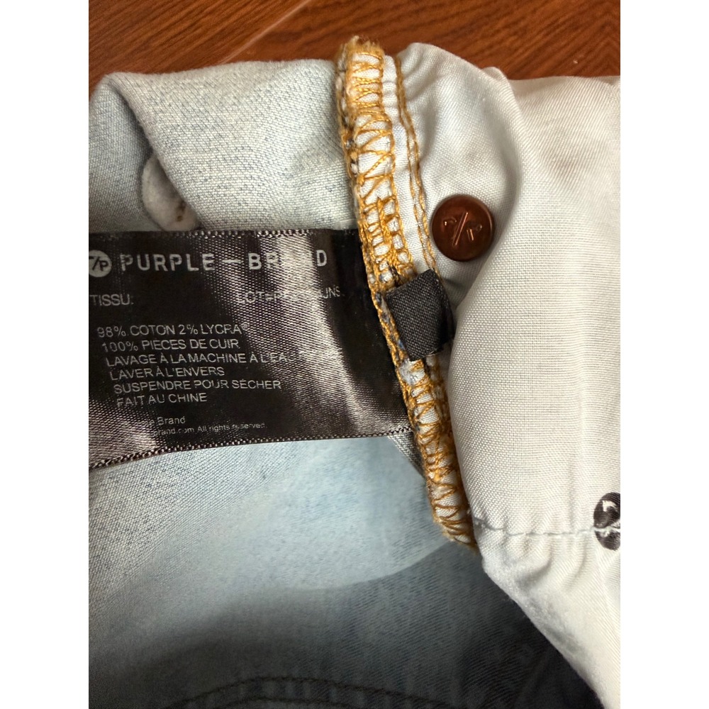 Purple Brand P001 Light Wash Logo Graphic Slim Fit Jeans Mens 38 Style‎ 202348 - Picture 5 of 8